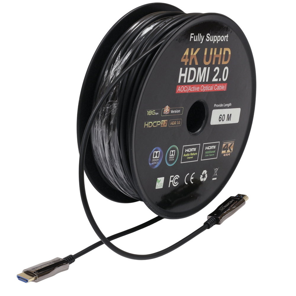 HDMI 2.0 патч-корд 60м с передачей сигнала 4K UHD по оптическому